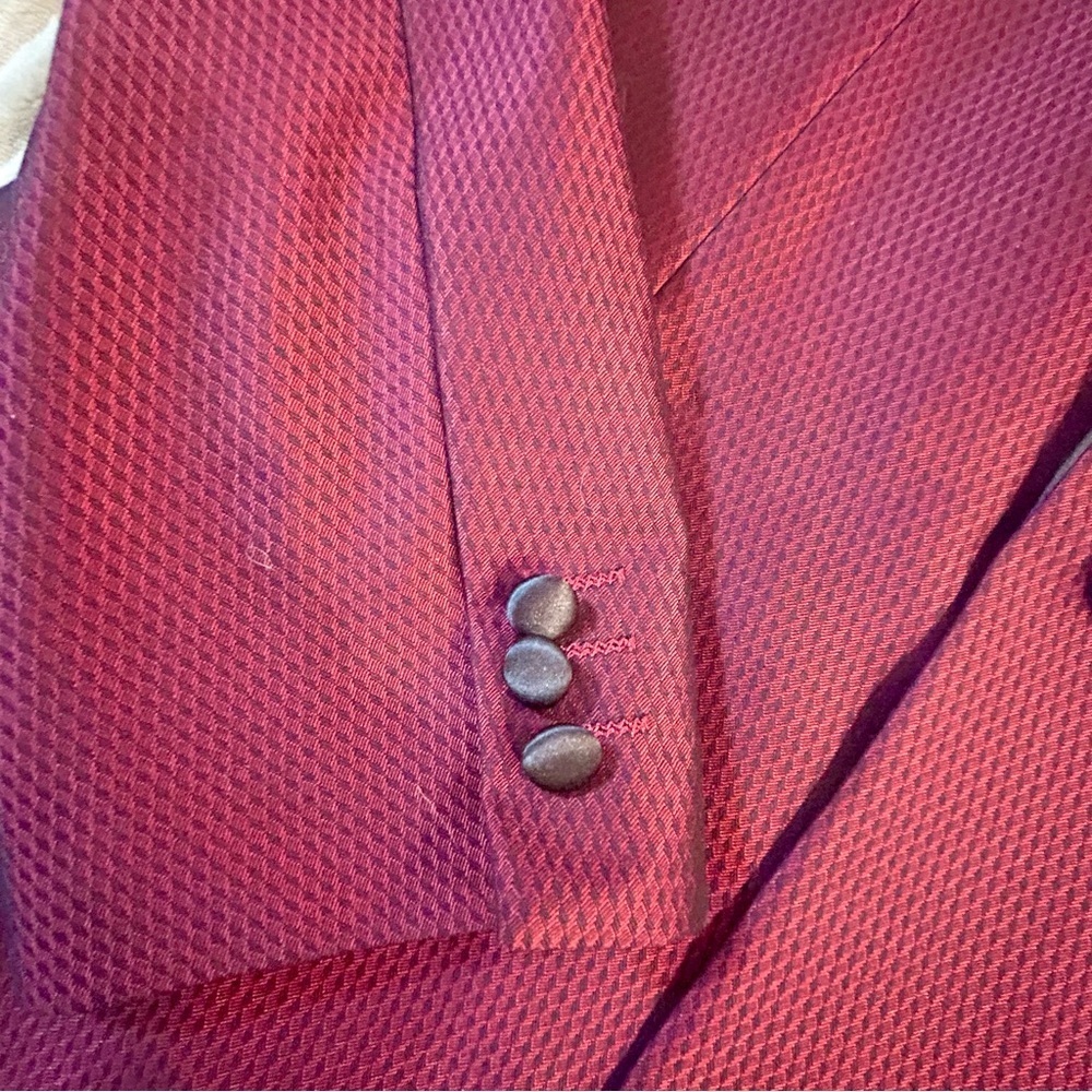 Berra game Burgundy Textured Tuxedo Jacket 42L Shawl Lapel Madison - Picture 4 of 7